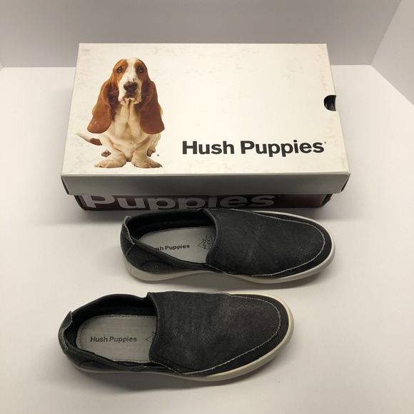 Hush Puppies Men Roadside Slip-On Canvas Black Loafer Shoes Sz 7 - Picture 11 of 12
